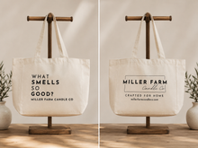 Load image into Gallery viewer, Canvas Market Tote Bag | Perfect for Gifting Miller Farm Candle Co Products