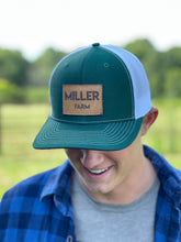 Load image into Gallery viewer, Miller Farm Leather Patch Trucker Hat