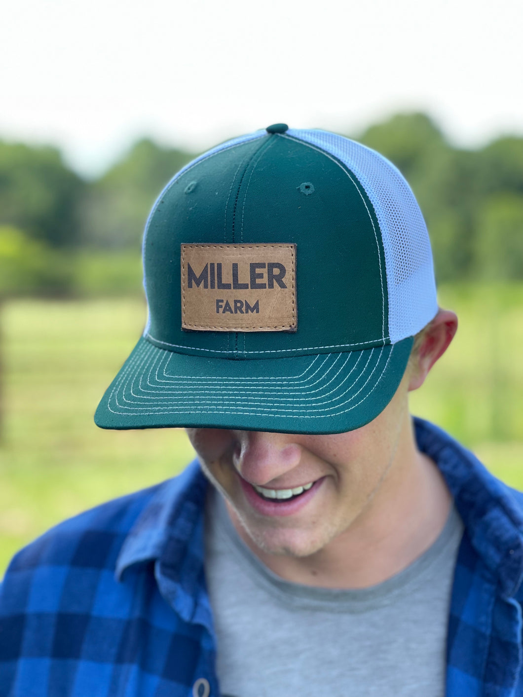 Miller Farm Leather Patch Trucker Hat