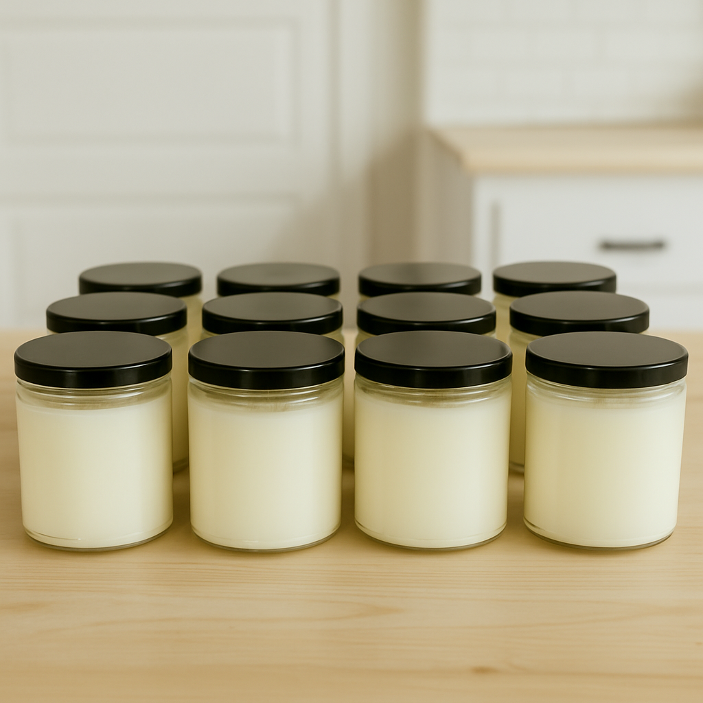 Unlabeled 9oz Soy Candle - White Wax, Black Lid