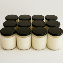 Load image into Gallery viewer, Unlabeled 9oz Soy Candle - White Wax, Black Lid
